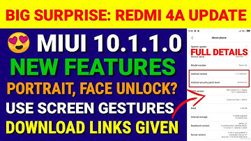 Redmi 4a miui 10.1.1.0 stable update | new features | portrait mode, face unlock?, screen gestures