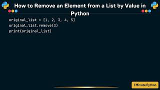 How to Remove an Element from a List by Value in Python