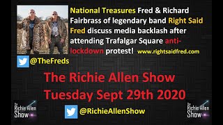 Right Said Fred Discuss Media Backlash After Visiting Trafalgar Square Anti-Lockdown Protest!
Right Said Freds Richard and Fairbrass are national treasures. The band has sold tens of millions of records worldwide and have had number one singles in the US, UK and a dozen other countries at least. The guys went to Trafalgar Square on Saturday to observe the anti-lockdown protest and check out the speakers. The national press put the boot in, attempted to ridicule the guys and a Twitter storm ensued. Fred and Richard discuss this and their feelings about lockdown with Richie. They also talk about the impact of lockdown on the entertainment industry and more.
Support The Richie Allen Show by making a financial contribution at www.richieallen.co.uk The bank account details and the PayPal link can be found there.
Richie has been producing and presenting television and radio programs for the best part of twenty years. The Richie Allen Show airs Monday - Thursday at 5 PM GMT and at 11 AM UK Time each Sunday.
Listen live here:
http://www.richieallen.co.uk
http://www.fabradiointernational.com (Channel 2)
http://www.triggerwarning.tv/live
https://tunein.com/radio/The-Richie-Allen-Show-s236521/
The show features up to the minute news analysis by researchers, journalists and academics who are ignored by the corporate controlled media, as well as featuring activists from all around the world who are making a difference in their communities every day. People are tired of hearing about the problems, they want to hear of positive solutions.
That is why the show, while challenging the mainstream medias version of events, focuses heavily on the men and women who are trying to cause a seismic shift in the current paradigm. The skype line to the show will be open for listeners to call in and have their say. There will be no censorship.
Your Call Kevin MacLeod (incompetech.com)
Licensed under Creative Commons: By Attribution 3.0 License
http://creativecommons.org/licenses/by/3.0/ (incompetech.com)
https://www.youtube.com/watch?v=yrFkix6A6tc
This Youtube Channel, associated Website and its content is copyright of The Richie Allen Show – ©The Richie Allen Show 2014. All rights reserved.
Any redistribution or reproduction of part or all of the contents in any form is prohibited other than the following:
* you may print or download to a local hard disk extracts for your personal and non-commercial use only
* you may copy the content to individual third parties for their personal use, but only if you acknowledge the website as the source of the material
You may not, except with our express written permission, distribute or commercially exploit the content. Nor may you transmit it or store it in any other website or other form of electronic retrieval system. Right Said Fred Discuss Media Backlash After Visiting Trafalgar Square Anti-Lockdown Protest!