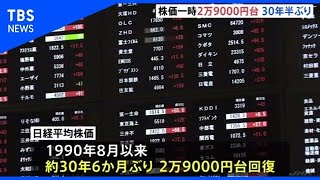 日経平均株価、30年6か月ぶりに2万9000円台を回復