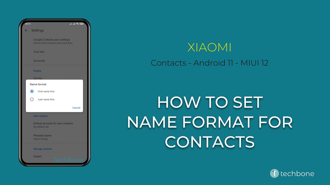 How to Set Name format for Contacts Xiaomi [Android 11 MIUI 12