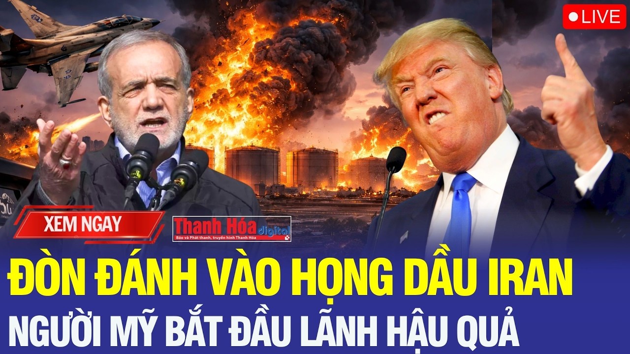 🔴Nước Mỹ 60s trước: Israel đánh trúng kho dầu Tehran – giá xăng Mỹ tăng vọt, ông Trump bị vạ lây