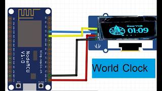 ESP8266 node MCU + SSD1306 OLED display Build World Clock
