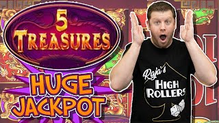 5 Treasures Jackpot - $26.40 Spins Hits a Massive Bonus Round Live! screenshot 3