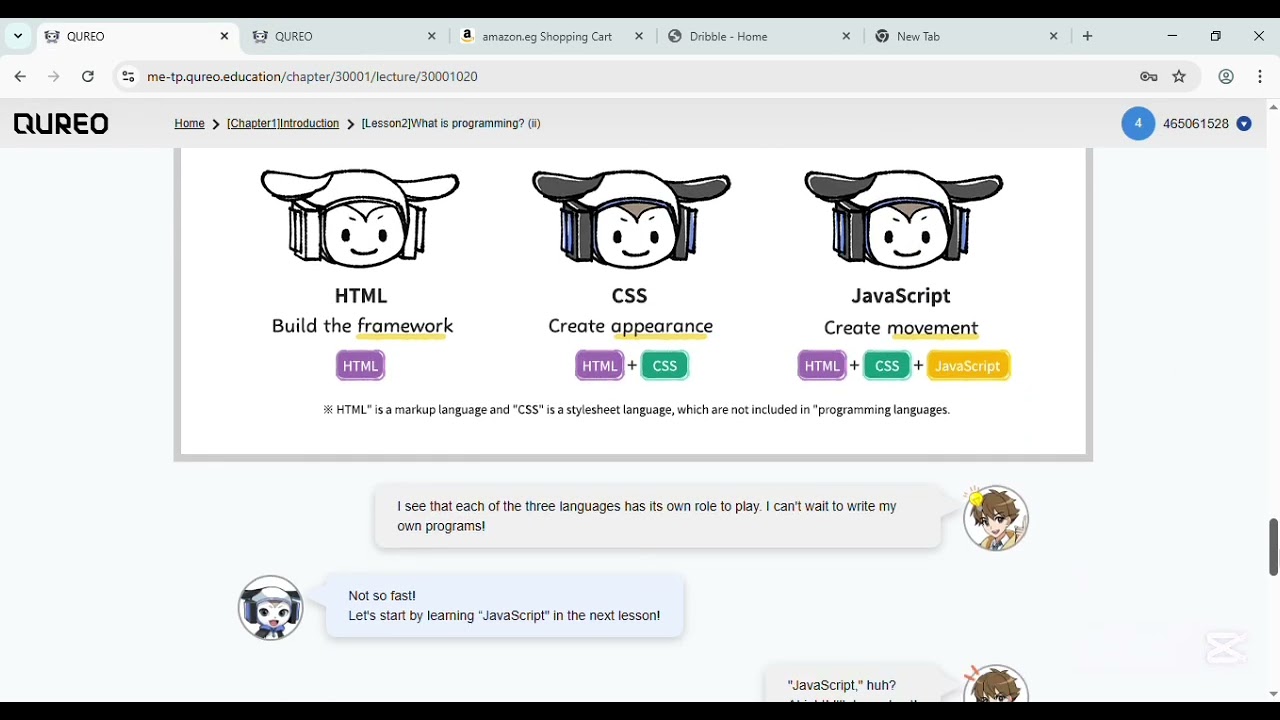 Quero Lesson 1 introduction to programming - console.log - شرح الدرس الاول منصة كيريو 
