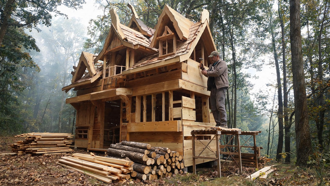 I'm Building a Wood House in the Forest in 99 Days