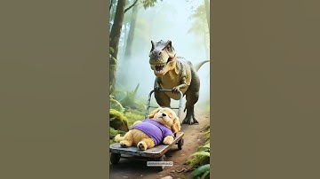 एक पप्पी ने डायनासोर को कैसे खाया 😱 #ai #dog #dinosaur