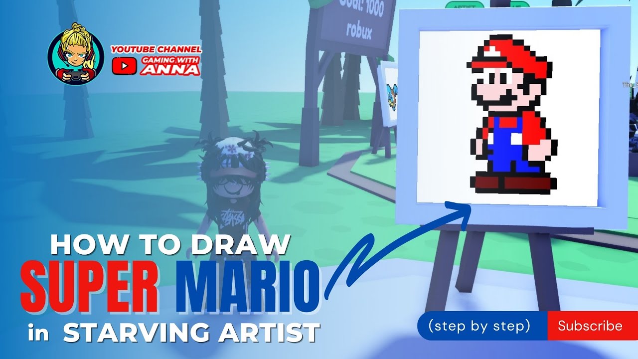 How To Draw Super Mario In Starving Artists Roblox Pixel Art YouTube