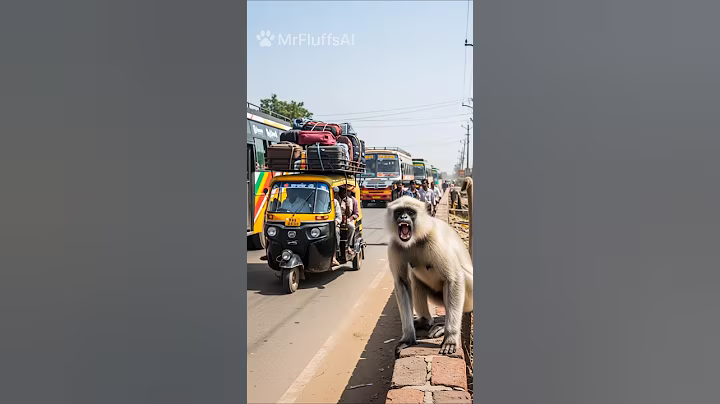 Monkey warns rickshaw driver #ai #monkey #india #foryou #jayshreeram #follow #shorts #rescue #wild