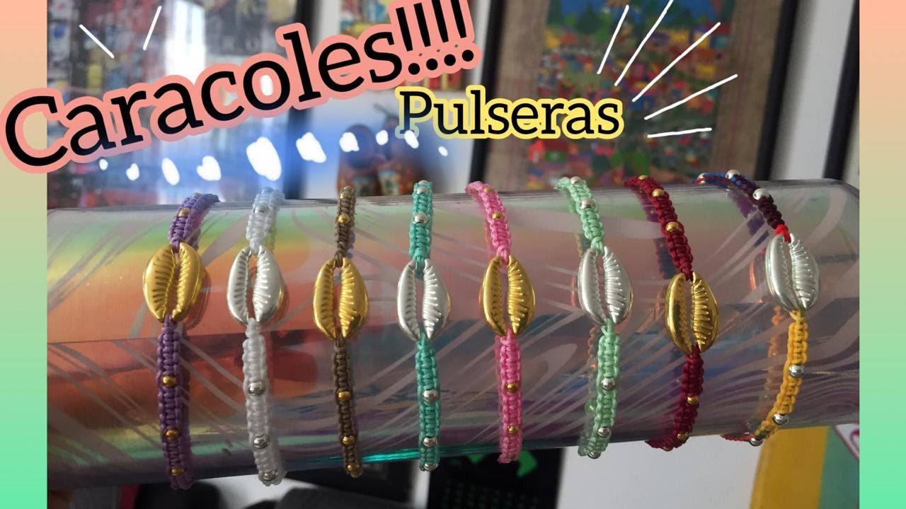 DIY Pulseras con buzios | almejas metálicas | pulsera caracoles con macramé