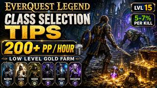 Everquest Legend Guide, Class tips, Fast Forward Game play, level 15 200pp+ per hour, 5-7% exp/kill