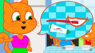 Cats Family in English - Magic Toothpaste Cartoon for Kids