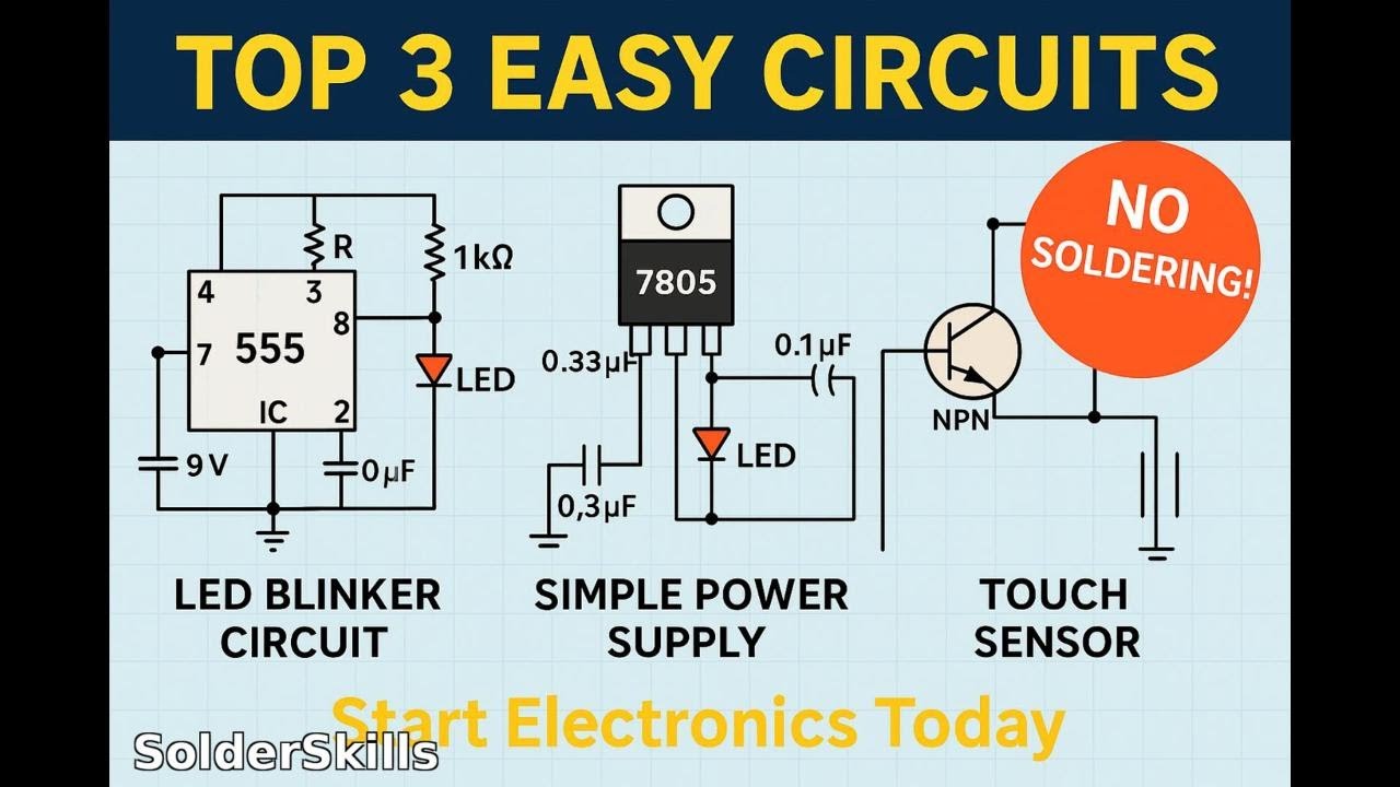 Top 3 Easy Circuits for Beginners – NO Soldering Needed! - YouTube