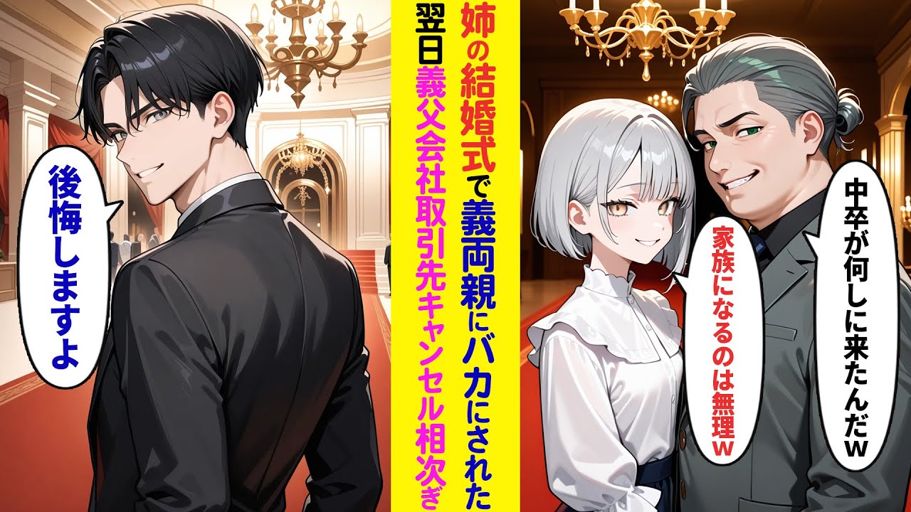 【漫画】俺が年商100億の社長と知らない義父が姉の結婚式で「中卒は結婚式来るなｗ」義母「家族になるなんて無理w」俺「後悔しますよ」→翌日、義父の会社の取引先からキャンセルが相次いで…【ラブコメ】