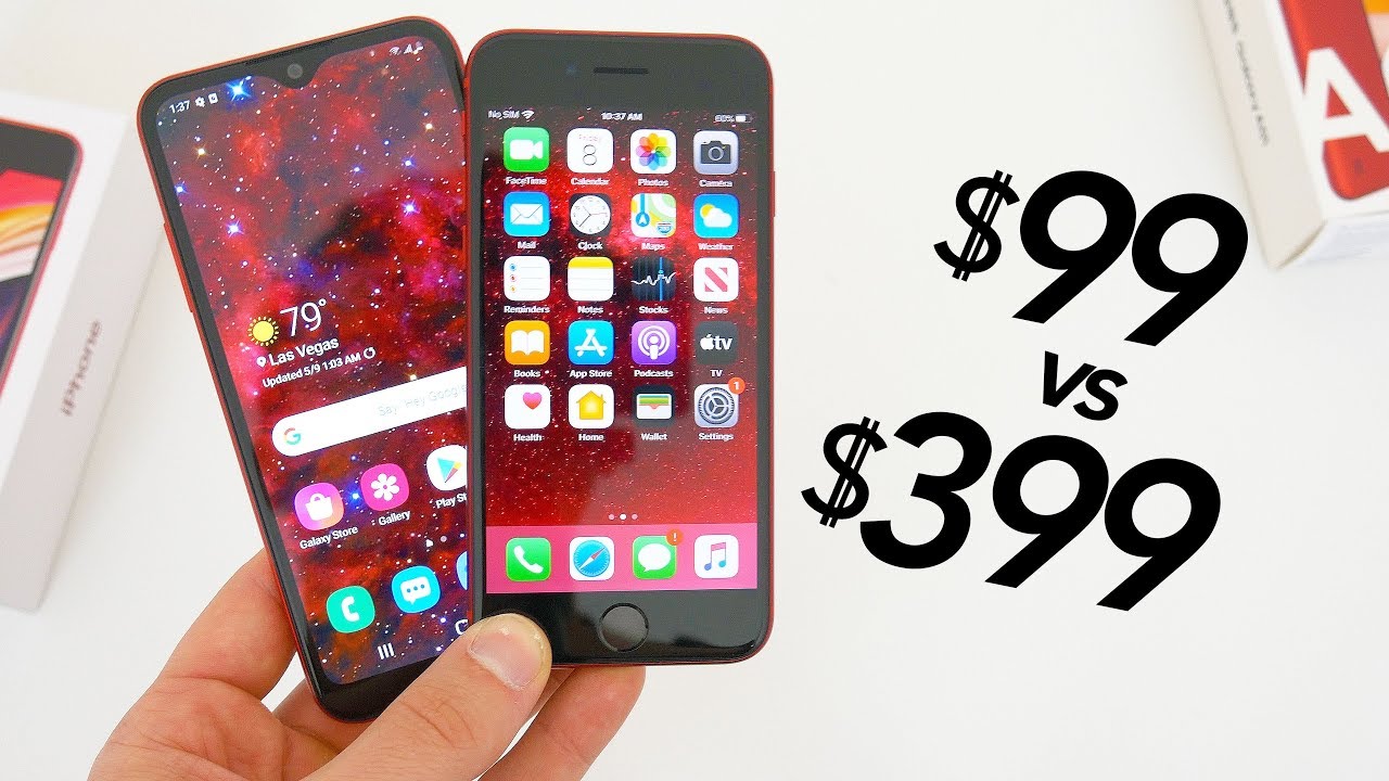 Apple's Cheapest iPhone vs. Samsung's Cheapest Phone - YouTube