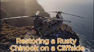 dream space revive restoring a rusty chinook on a cliffside