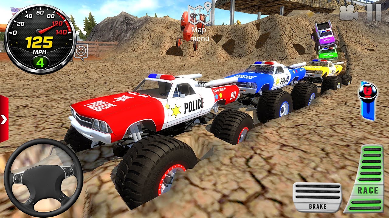 Impossible Off-Road Speed Monster Truck Racing #2 - Police Car Stunt Driving - Android GamePlay