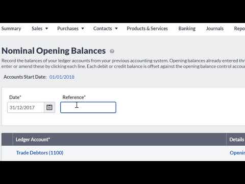 Sage Business Cloud Accounting (UK and Ireland) -  Enter nominal opening balances