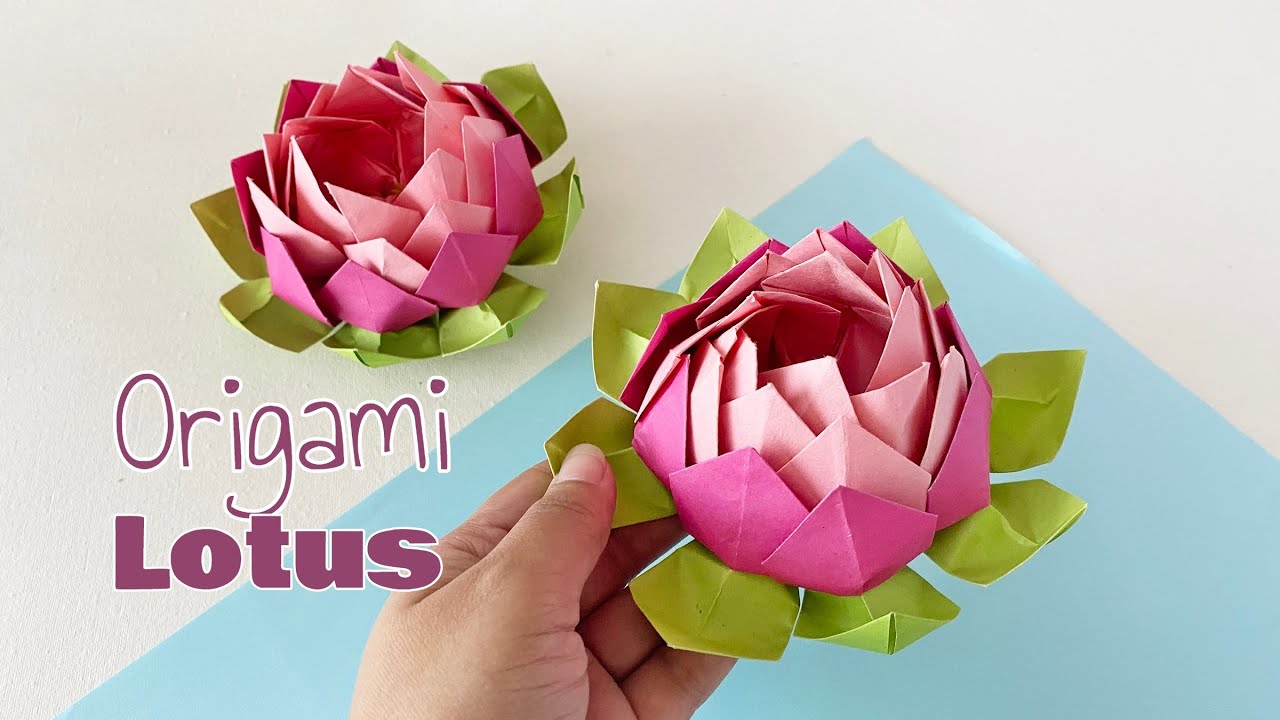 Realistic Origami Lotus Flower Tutorial (with Video + Steps) | The  Craftaholic Witch, image size:1280x720