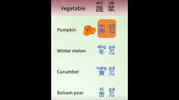 Vegetables like PUMPKIN,WATERMELON,CUCUMBER,BALSAM PEAR #LEARN CHINESE MANDARIN & ENGLISH#