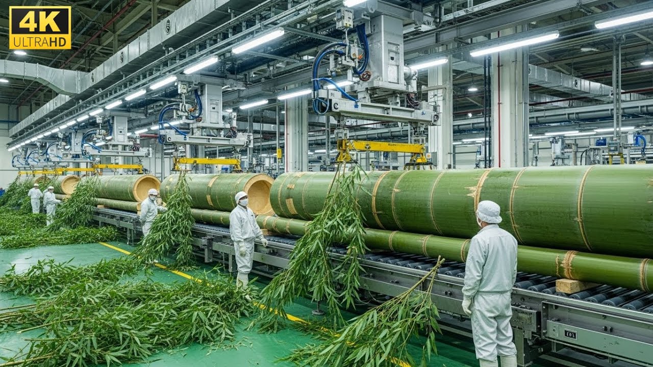 Inside the Giant Bamboo Board Factory – Turning Grass into Indestructible 