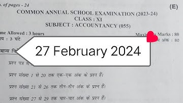class 11 accountancy paper annual exam 2023/24 (evening shift) / account paper class 11 /cbse/doe