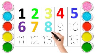 1 to 15 counting // handwriting number // preschool learning video // ek do teen char // colour name