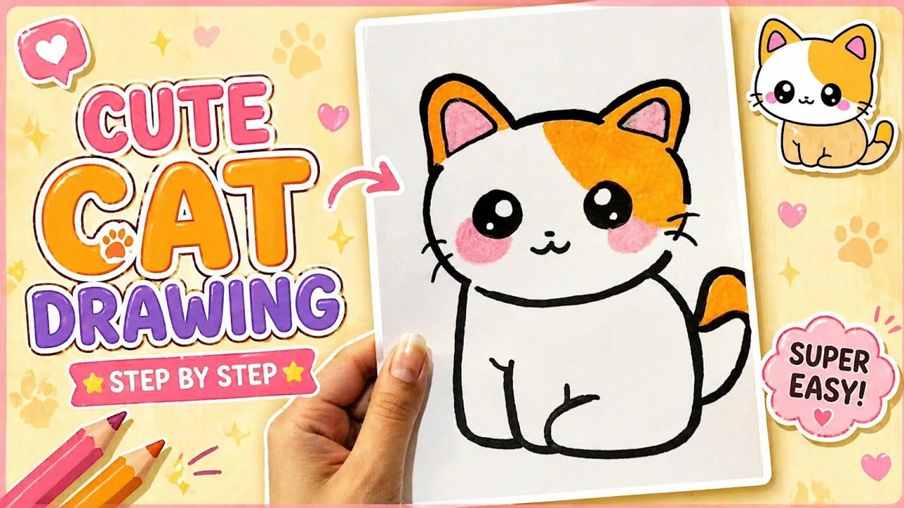 How To Draw A Cute Cat Super Hero Kawaii With Easy Step Cute Cat