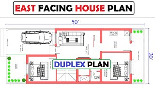 20'X50' EAST FACING 2Bhk DUPLEX HOUSE PLAN WITH CAR PARKING