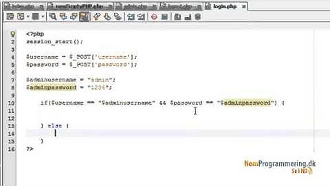 PHP kursus   tutorials for begyndere #18 Admin login system via sessions