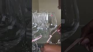 These turned out so cute💕🎀 #diy #diyprojects #dinnerparty #wineglasses #ribbon