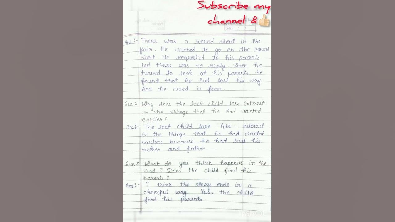 Class 9Beehive 'The Lost Child' Question Answer english YouTube