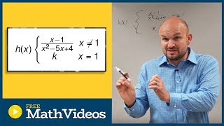 Plug in the hole with value k to make piecewise function continous