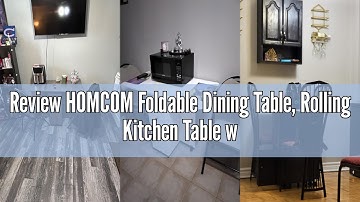 Review HOMCOM Foldable Dining Table, Rolling Kitchen Table with Storage Drawers and Cabinet, Drop Le