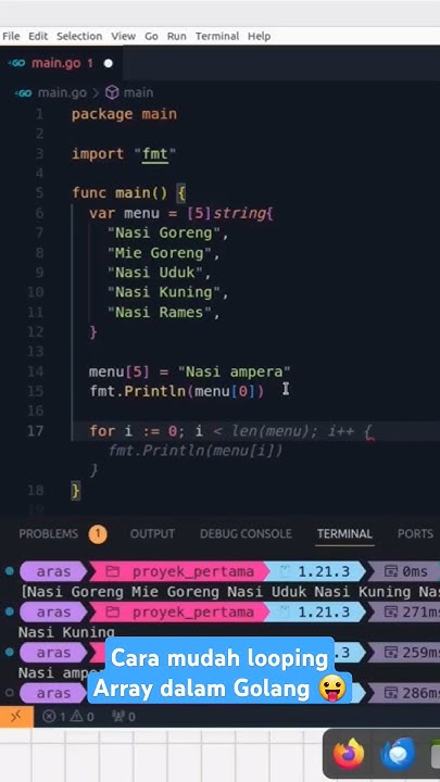Looping Array dengan For di Golang #coding #javascript #programming ...