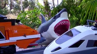 Lego train station mega shark attack