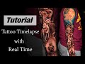 Full Tattoo Sleeve - Wolf Tattoo Timelapse with Real time