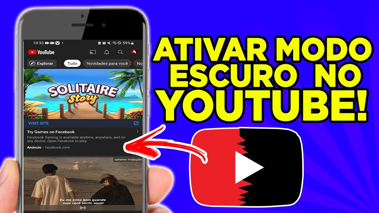 Como ATIVAR o MODO ESCURO do YOUTUBE no CELULAR e DEIXAR ele PRETO ...