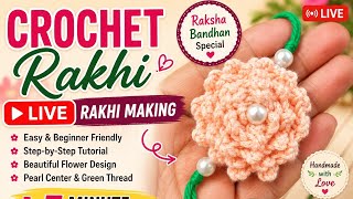 live| Lets learn crochet rakhi with me design 1 #crochet #rakhi #live #threadwork #hobby #trending