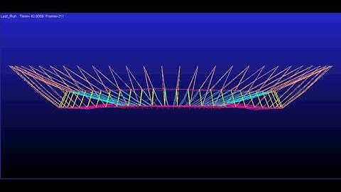 Side view of a cable dome construction simulation  process