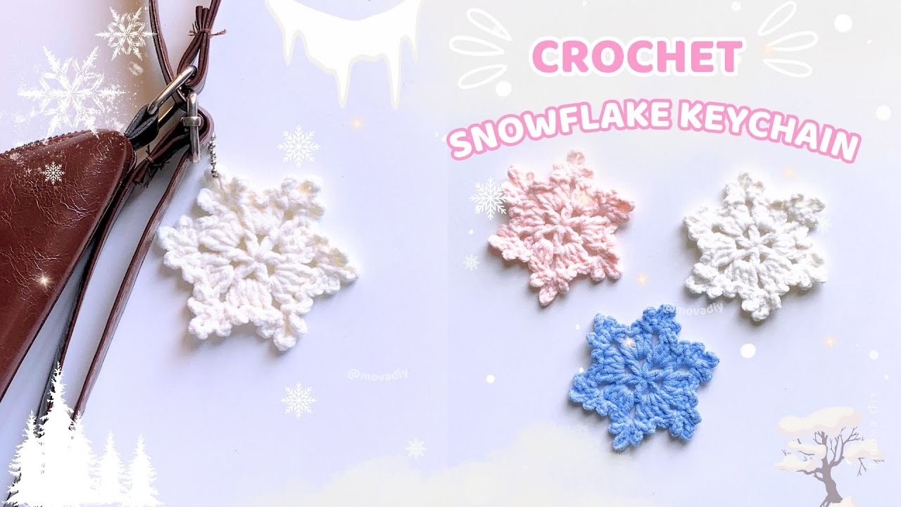 ️ Crochet snowflake keychain in just 15 minutes ️ Step by step ️ Cute ...
