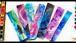 Diy creative galaxy bookmarks ideas - easy watercolor painting
tutorial \ 5-min crafts how to make and stars, ombre background,...