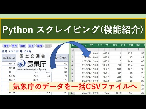 Pythonで気象庁のデータをスクレイピングしてみた！！（コーディングの方法は次回の動画で）