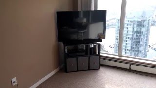 An example of how to place a thin TV stand in a corner without wasting space. In this video you can see the window light is trying to 