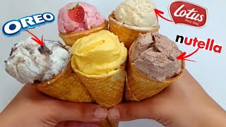 The Best Ice cream?? ايس كريم بدون ماكينه بدون كريمة( اللوتس -الاوريو-المانجو-الفراولة-الشيكولاته)