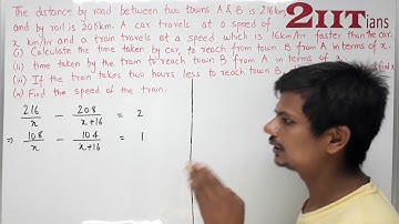 Quardratic Equations in One Variable Exercise 5.5 Q 29 Class X ICSE | IIT JEE The distance by road