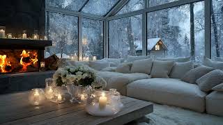 🌸❄️ Winter Piano in White Lounge | Flowers & Candlelight with Snowfall – 5 Hours Calm Study Relax screenshot 1