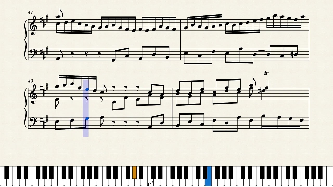 BWV 864 - WTC I Prelude and Fugue No.19 in A Major