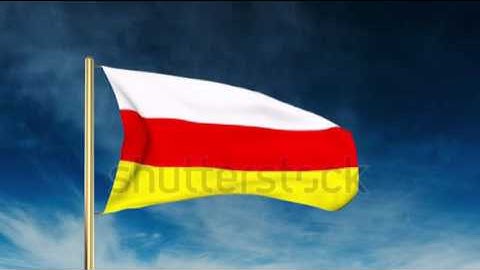 North Ossetia flag slider style. Waving in the win with cloud background animation Stock video by