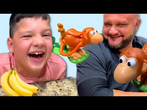 Caleb and Dad Play with Monkey See Monkey Poo Fun Toy Story